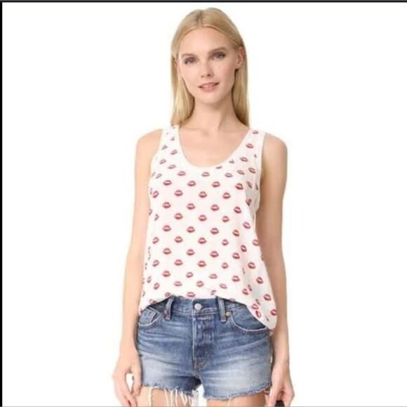 Joie Tops - JOIE 100% Silk Rain Red Lip Sleeveless Top Size Large  Boho Indie Artsy